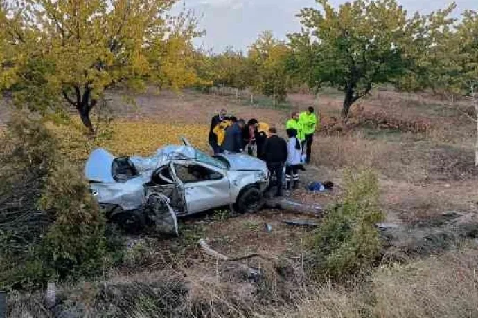 Kontrolden çıkan araç kayısı bahçesine uçtu: 1 yaralı