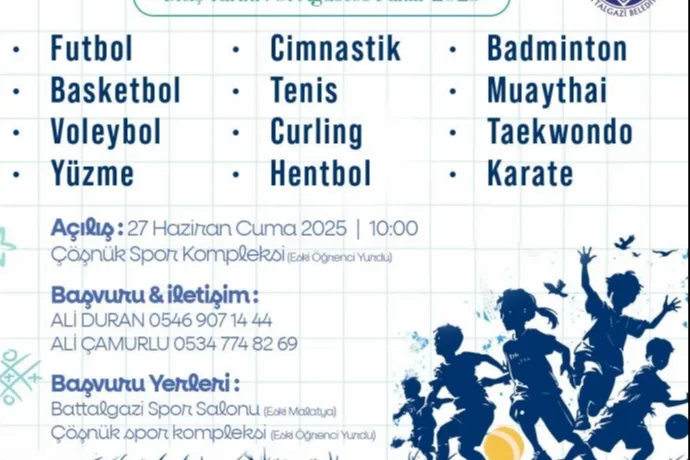 BATTALGAZİ’DE YAZ SPOR OKULLARI BAŞLIYOR