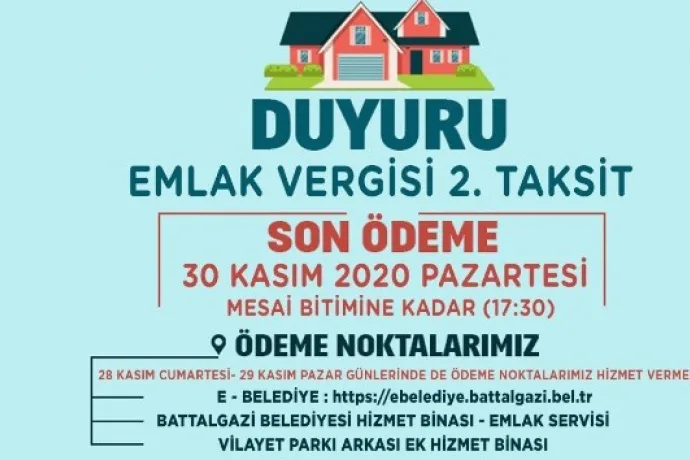 Battalgazi Belediyesi'nden vergi uyarısı